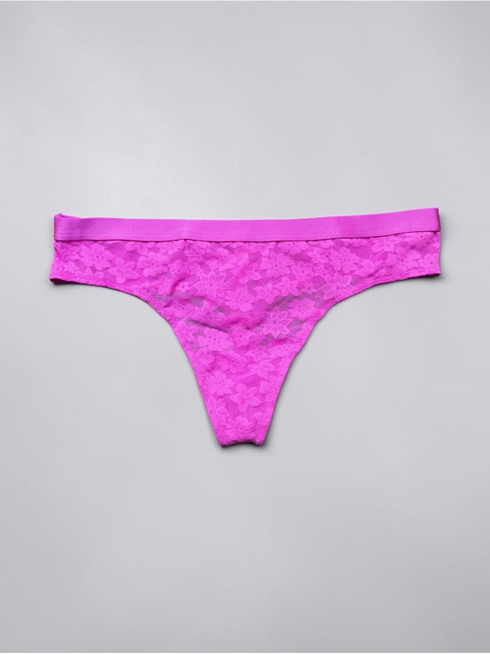 PINK hot pink lace thong Sz M
